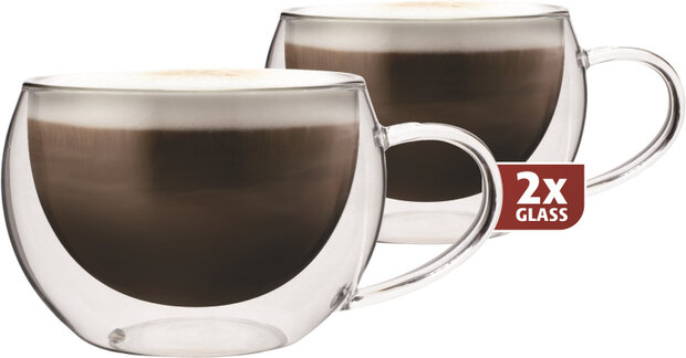 cappuccinoglazen dubbelwandig 14 cm glas 2 stuks