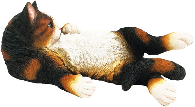 beeld kat 37,5 cm polyresin wit/donkerbruin
