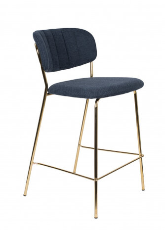 barkruk Jolien 48 x 89 cm staal/polyester/nylon goud/blauw