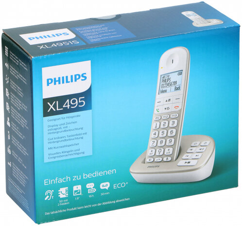 XL495 draadloze telefoon met antwoordapparaat grijs