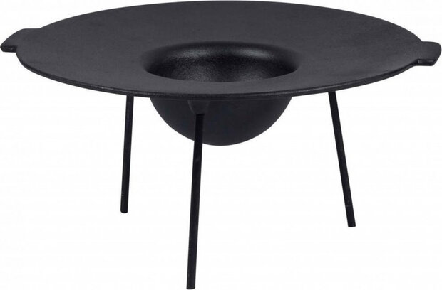 grillschaal 48 cm gietijzer/RVS 6,8 kg zwart