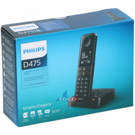 D4752B/01 draadloze telefoons antwoordapparaat zwart