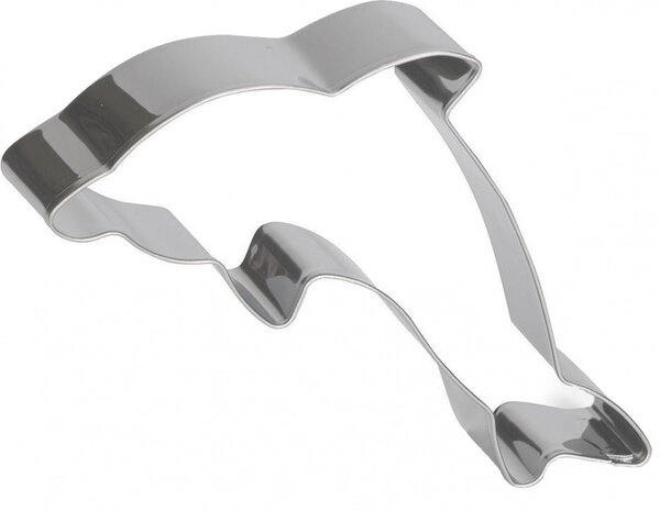 uitsteekvorm dolfijn 10 cm RVS zilver