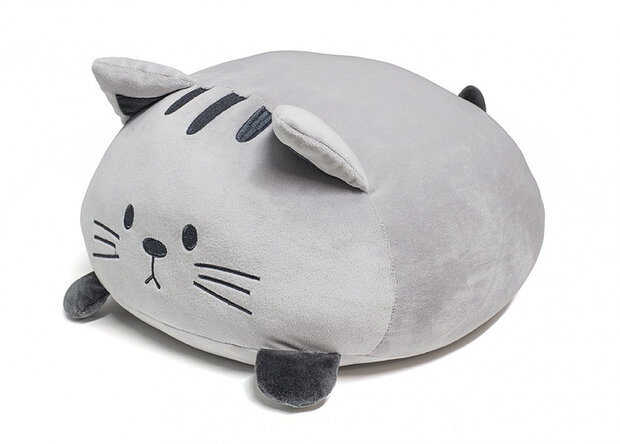 kussen Kitty 33 x 30 cm polyester/elastaan grijs