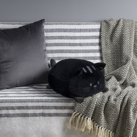 kussen Kitty 33 x 30 cm polyester/elastaan zwart