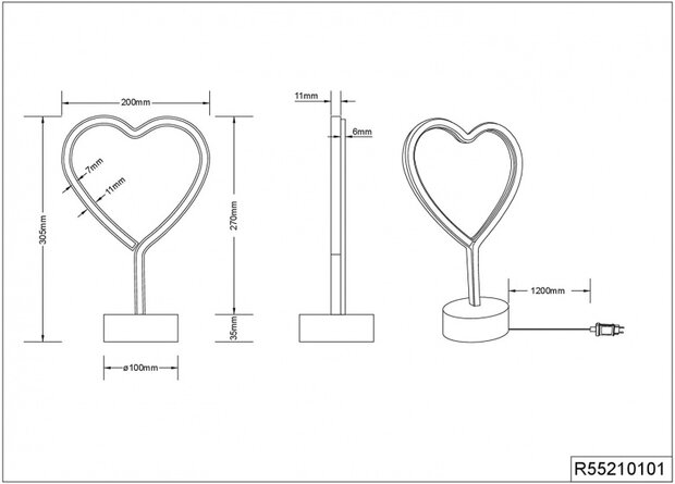 decoratieverlichting Hart led 20 x 30 cm