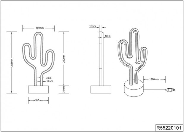 decoratieverlichting Cactus led 15 x 29 cm wit