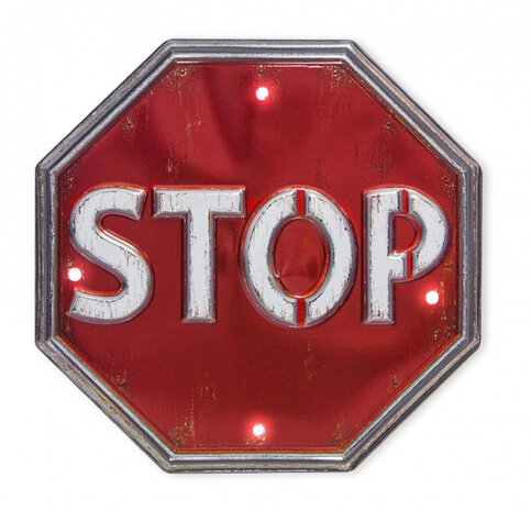muurdecoratie Stop 29 cm PVC rood/wit