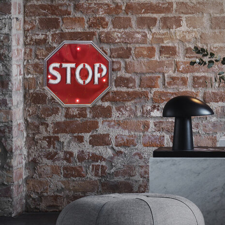 muurdecoratie Stop 29 cm PVC rood/wit