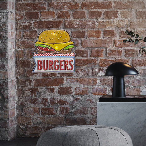 muurdecoratie Burger 17 cm PVC geel/rood