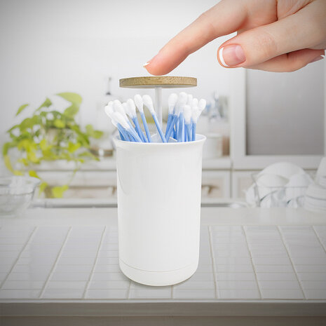 wattenstaafjes dispenser Push&nbsp;&amp;&nbsp;Up 11,5 x 7 cm ABS wit