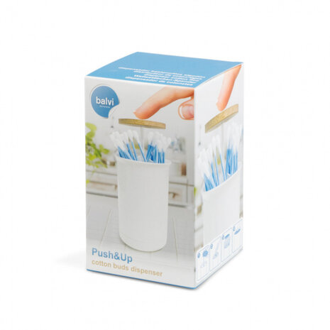 wattenstaafjes dispenser Push&nbsp;&amp;&nbsp;Up 11,5 x 7 cm ABS wit