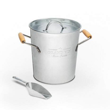 wijnkoeler/ijsemmer 5,5 liter 20,5 cm metaal/hout zilver