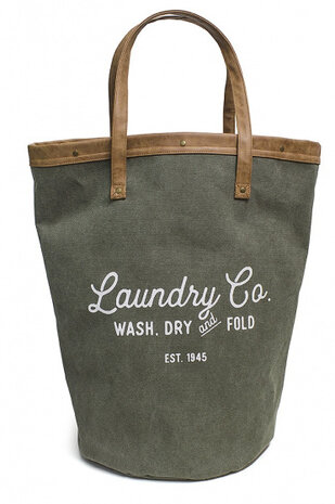 wasmand Vintage 35 liter 50 x 32 cm textiel groen/bruin