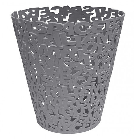 prullenbak Letters 30 x 28,5 cm grijs