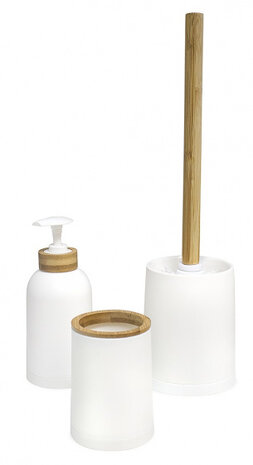 toiletaccessoire-set Zen bamboe/PP wit/naturel 3-delig