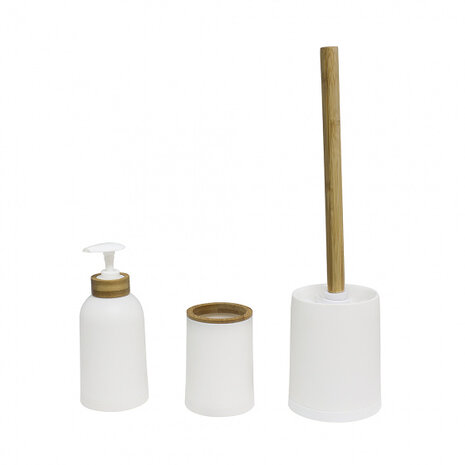 toiletaccessoire-set Zen bamboe/PP wit/naturel 3-delig