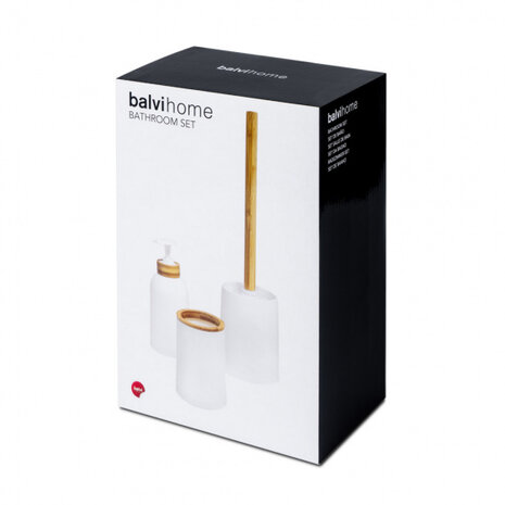 toiletaccessoire-set Zen bamboe/PP wit/naturel 3-delig