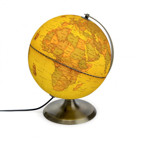 wereldbol met licht Antique 22,8 cm metaal koper