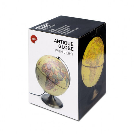 wereldbol met licht Antique 22,8 cm metaal koper