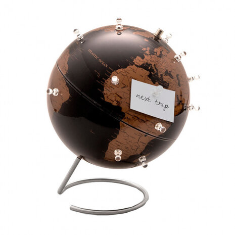 wereldbol magnetisch Antique 23 cm metaal bruin 13-delig