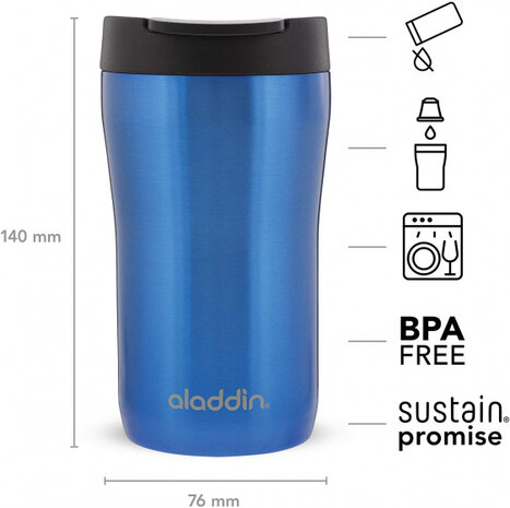 thermosbeker Latte Leak-Lock RVS 250 ml blauw