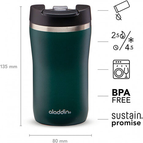 thermosbeker Caf&eacute; Leak-Lock RVS 250 ml donkergroen