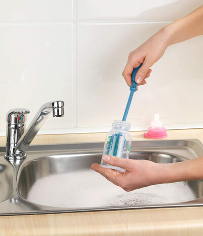 flessenborstel 25 cm siliconen blauw