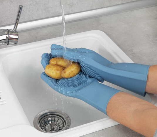 schoonmaakhandschoenen 33 x 15,5 cm siliconen blauw