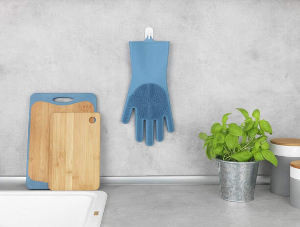 schoonmaakhandschoenen 33 x 15,5 cm siliconen blauw