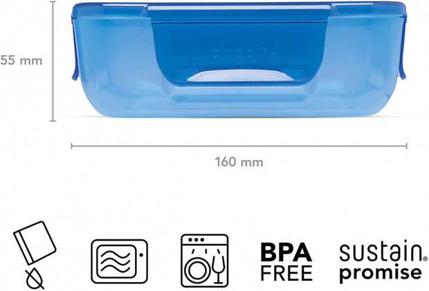 broodtrommel On The Go 700 ml blauw 2-delig