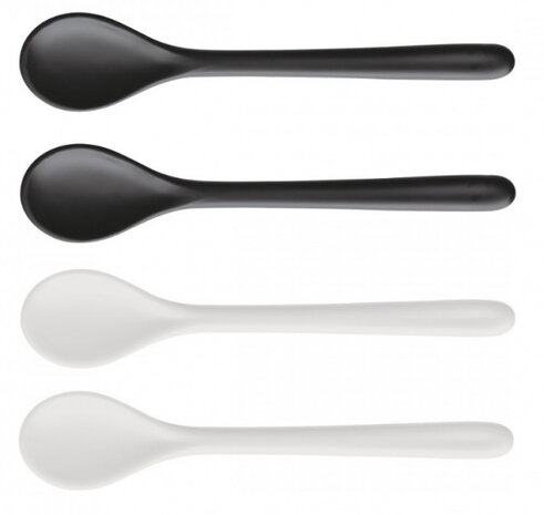 set lepeltjes Rio 13,4 x 2,7 cm polypropyleen zwart/wit