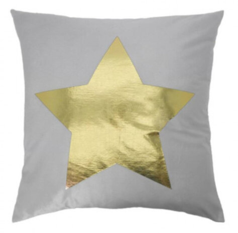 sierkussen Ster 45 x 45 cm textiel grijs/goud