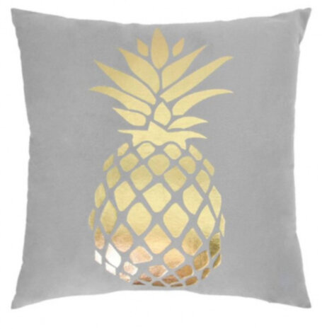 sierkussen ananas 45 x 45 cm textiel grijs/goud