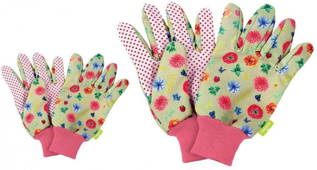 tuinhandschoenenset junior/dames groen/rood 2 paar