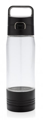 drinkfles met powerbank 5000 mAh ABS zwart 600 ml