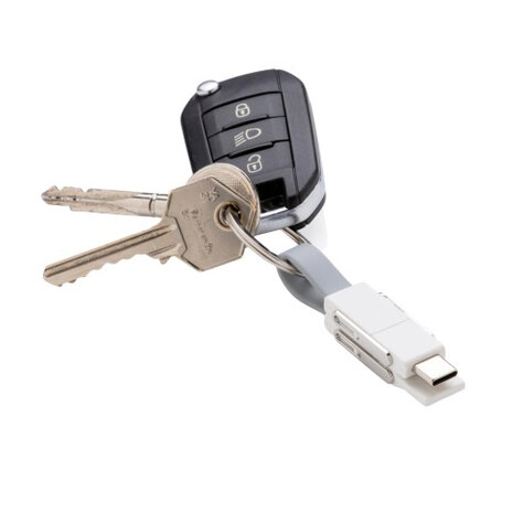 sleutelhanger 4-in-1 13,4 cm ABS wit/grijs