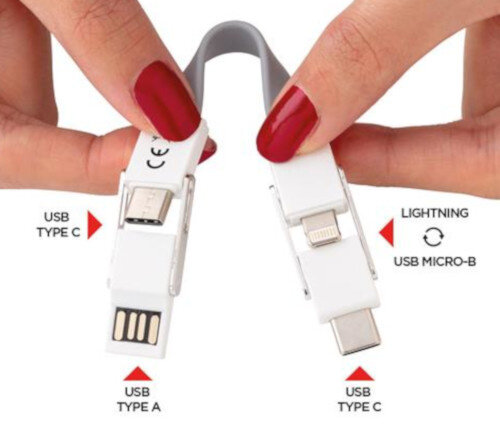 sleutelhanger 4-in-1 13,4 cm ABS wit/grijs