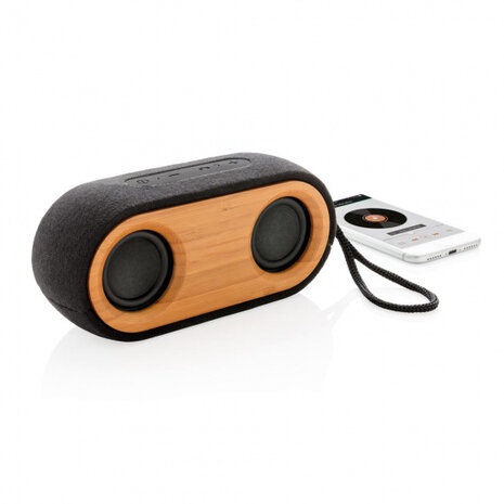 speaker Bamboo X bluetooth 18,5 cm zwart 2-delig