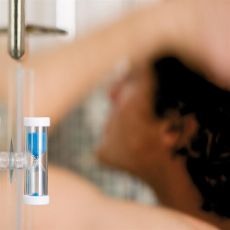 zandloper Douche 6 cm ABS/glas blauw/wit