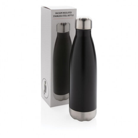 thermosfles 25,8 cm 500 ml RVS zwart/zilver