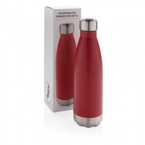 thermosfles 25,8 cm 500 ml RVS rood/zilver
