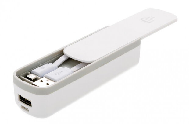 powerbank 2200 mAh 11 x 3,5 cm ABS wit