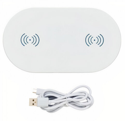 oplader draadloos dubbel 5W 19,1 cm ABS wit