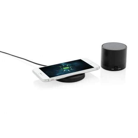 speaker/oplader bluetooth 7 cm ABS zwart 3-delig