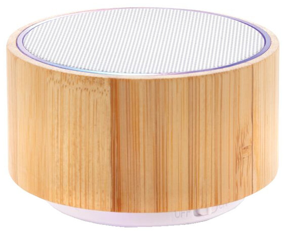 speaker Bamboo 3W bluetooth lichtbruin led 2-delig