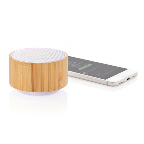 speaker Bamboo 3W bluetooth lichtbruin led 2-delig