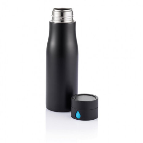 drinkfles 21 cm 0,65 liter RVS zwart