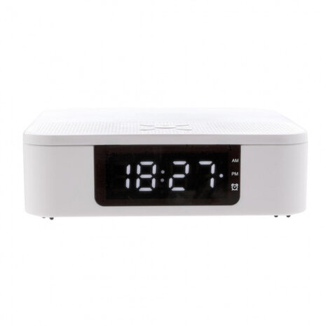 3-in-1 speaker/klok bluetooth 12 cm wit 2-delig