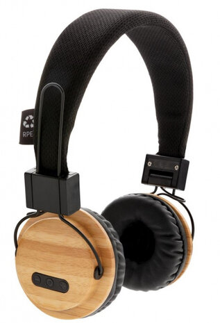 koptelefoon Bamboo bluetooth 18 cm rPET naturel